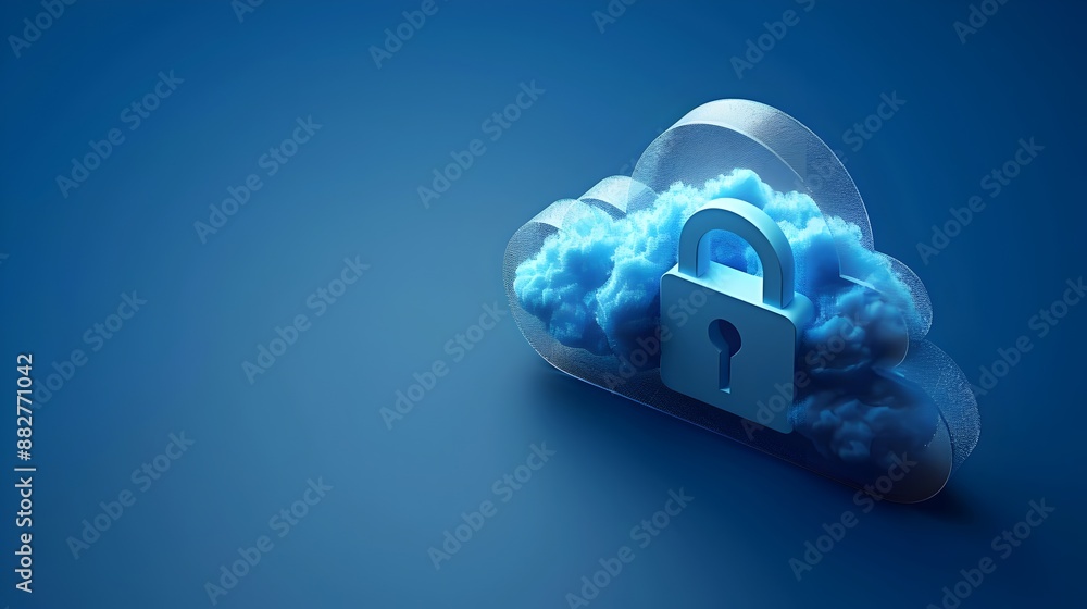 Poster secure cloud storage and encrypted computing services icon