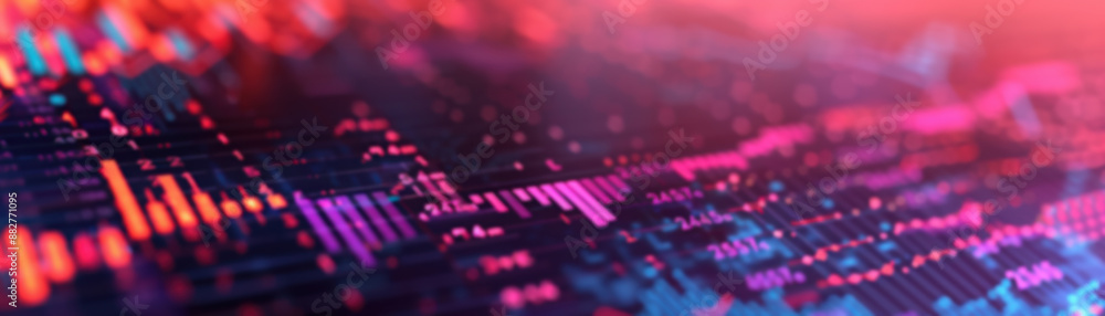 Poster abstract digital background with vibrant colors and data visualization elements, representing techno