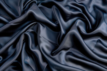 Obraz premium Luxurious blue silk fabric with smooth texture and glossy finish, ideal for fashion, interior design, and elegant textiles.
