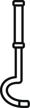 recommend clip art: Simple black line icon of a crowbar, a tool used in construction and demolition for prying and leverage