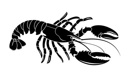 black silhouette of Lobster illustration icon vector for logo, isolated on white background