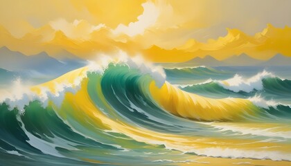 Clear Plain Shiny Warm Soft Vintage Bokeh Cloudy Wave Like Geometric Yellow Background or Texture