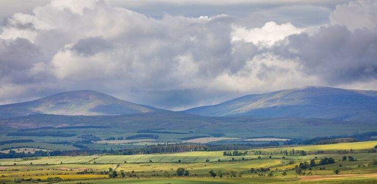 View of the Cheviot Hills Northumberland national Park north east England UK