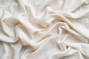 Obraz premium Close-up of elegant white silk fabric with soft, flowing drapes and delicate texture. Ideal for backgrounds, textiles, and fashion-related content.