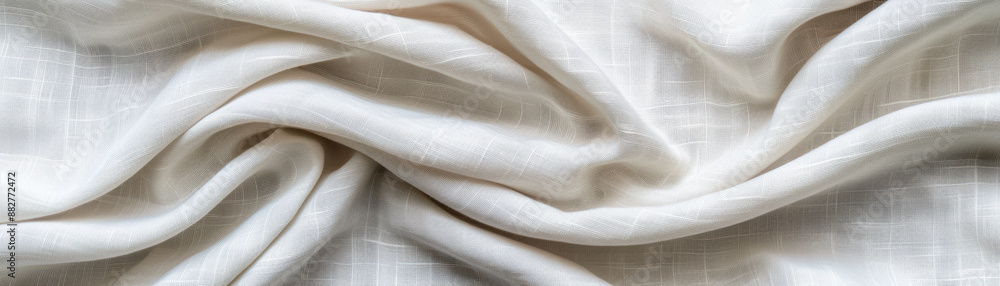 Poster elegant white fabric with gentle folds, soft texture, and subtle grid pattern, perfect for backgroun