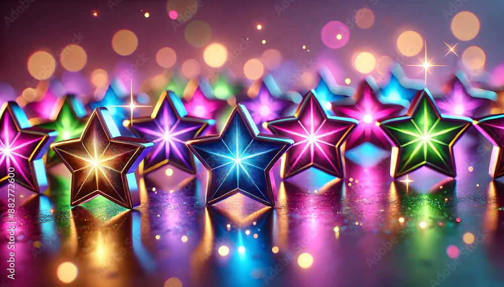 Poster mesmerizing abstract background with a dazzling display of multicolored glittering stars shimmering 