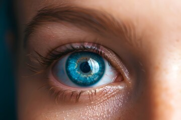 Fototapeta premium Close-Up of a Vibrant Blue Eye with Detailed Iris Patterns
