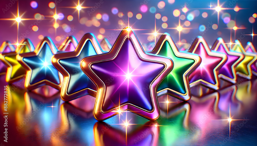 Poster dazzling and luminous star cluster in a vibrant colorful and shimmering abstract background evoking 