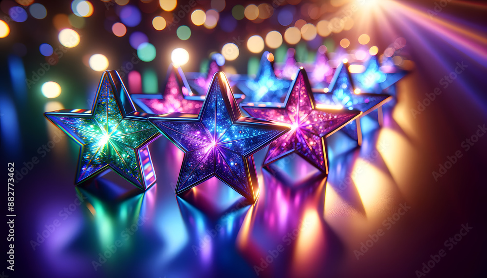 Aufkleber vibrant and captivating background with shimmering star shaped lights and a bokeh effect creating a 