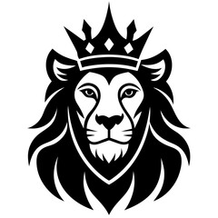 Lion wearing a crown silhouette vector illustration