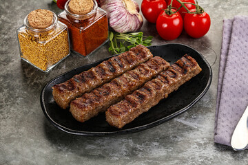 Grilled beef kebab minced meat