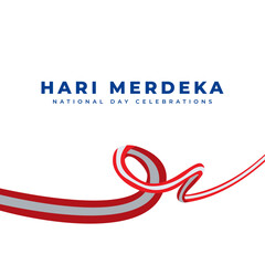 Malaysia Merdeka flag element. Ribbon flags of Malaysia. 