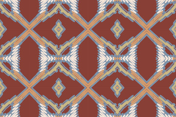 African Ikat paisley embroidery on blue background.geometric ethnic oriental seamless pattern traditional.Aztec style abstract