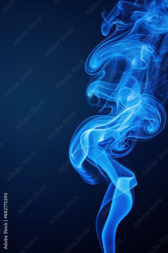 Sticker A mesmerizing swirl of blue smoke set against a deep, dark background, creating an abstract and mysterious visual effect.