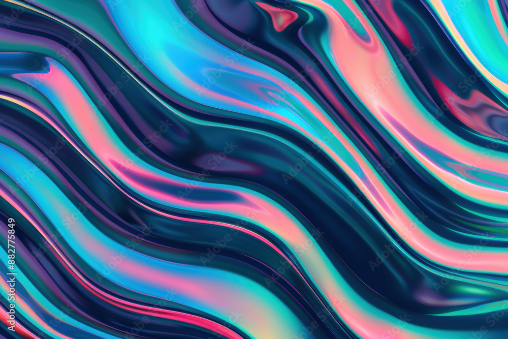 Poster abstract wavy background with vibrant neon colors and flowing liquid patterns creating a mesmerizing