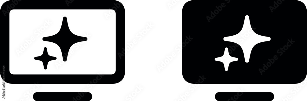 Poster smart tv with ai built in features icon. ui template icons for modern television sharing app with gl
