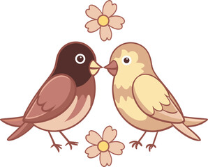 Two love bird with flower 