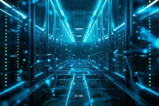 Futuristic Data Center Corridor