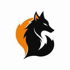 Fox And Wolf Animal Mascot Logo Design Silhouette Vector Art Illustration.