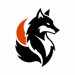 Fox And Wolf Animal Mascot Logo Design Silhouette Vector Art Illustration.