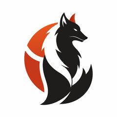 Fox And Wolf Animal Mascot Logo Design Silhouette Vector Art Illustration.