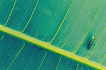 A green leaf with a bug on it