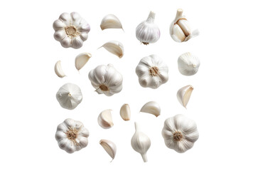 Photo of collection of garlic cloves isolated on transparent background