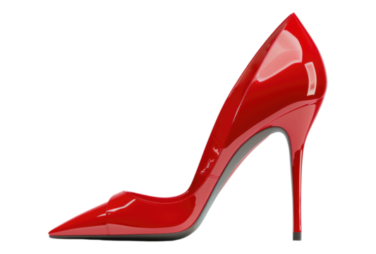 Photo of a red high heel isolated on transparent background