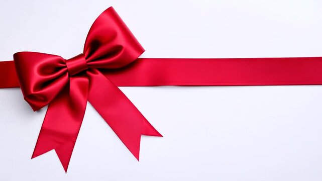 Red Satin Bow on White Background Generative AI