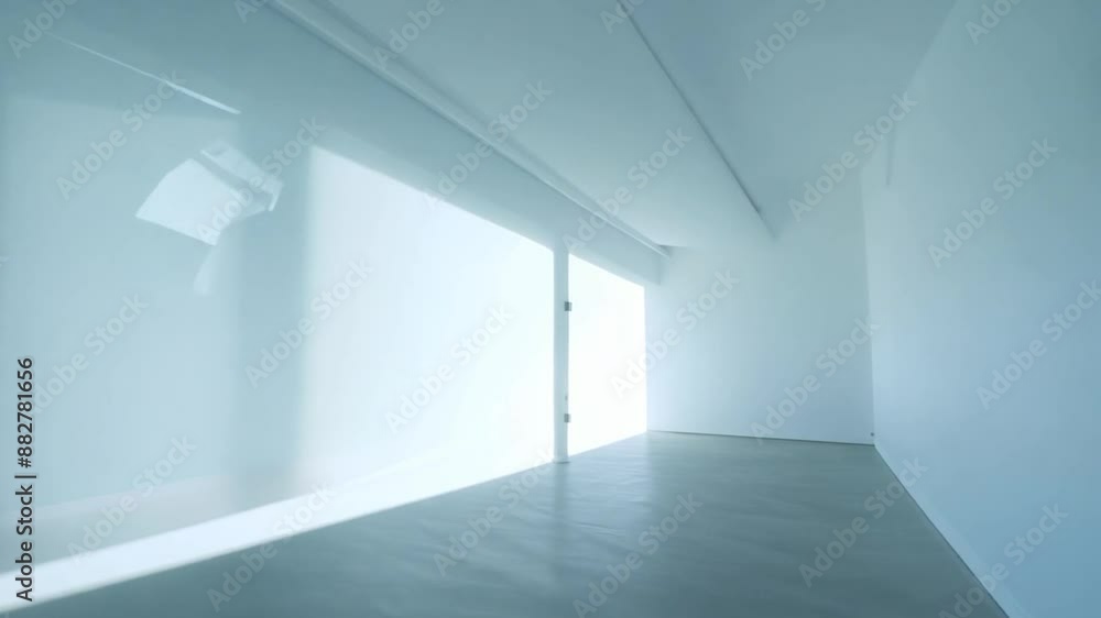 Poster empty room with large windows and sunlight generative ai