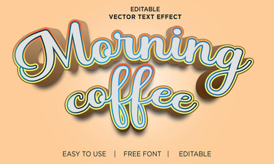 Morning Coffee 3d style text effect.