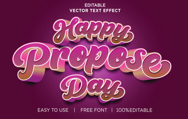 Happy Propose Day 3d style text effect.