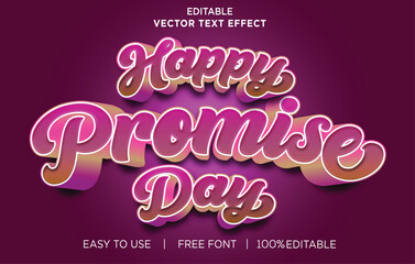 Happy Promise Day 3d style text effect.