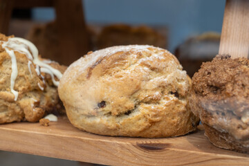 Scones - traditional British baked good, popular in the United Kingdom and Ireland, tea buns make...
