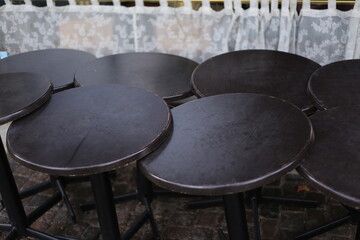 Round tables outside restaurant