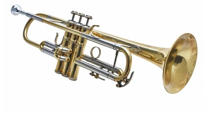 Brass Trumpet on a White Background