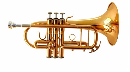 Obraz premium Golden Trumpet on White Background