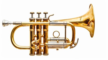 Fototapeta premium Close-Up of a Trumpet on a White Background