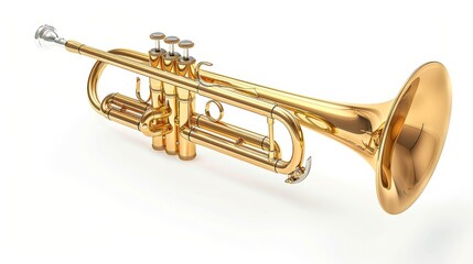 Obraz premium Close-Up of a Trumpet on a White Background
