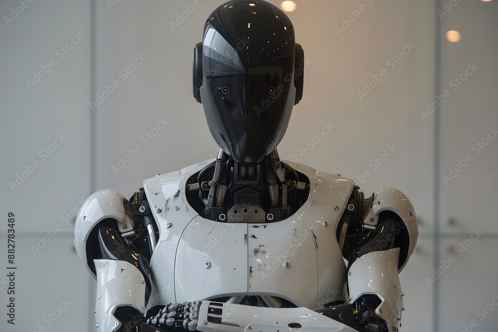 Poster futuristic humanoid robot with advanced design