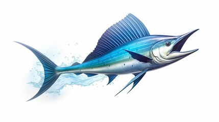 Obraz premium Blue Marlin Fish Against White Background