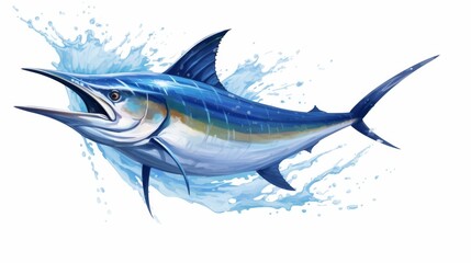 Naklejka premium Blue Marlin Fish With Its Mouth Open