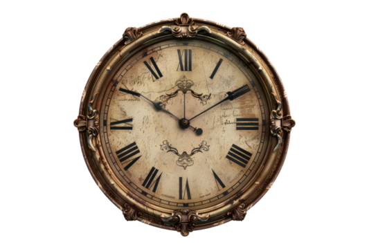 Photo of Antique clock isolated on transparent background