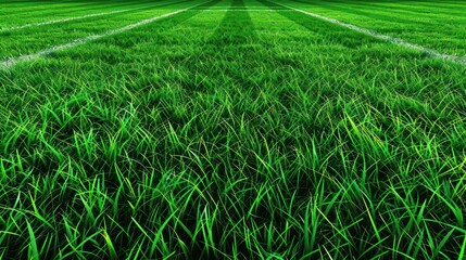 Obraz premium Soccer line in green grass of soccer field. Green lawn field pattern for sport background.
