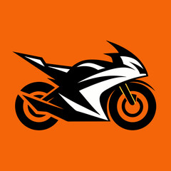 Modern Motorcycle Logo Design Superbike Silhouette Vector Art Illustration Concept Template.