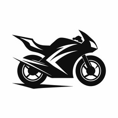 Modern Motorcycle Logo Design Superbike Silhouette Vector Art Illustration Concept Template.