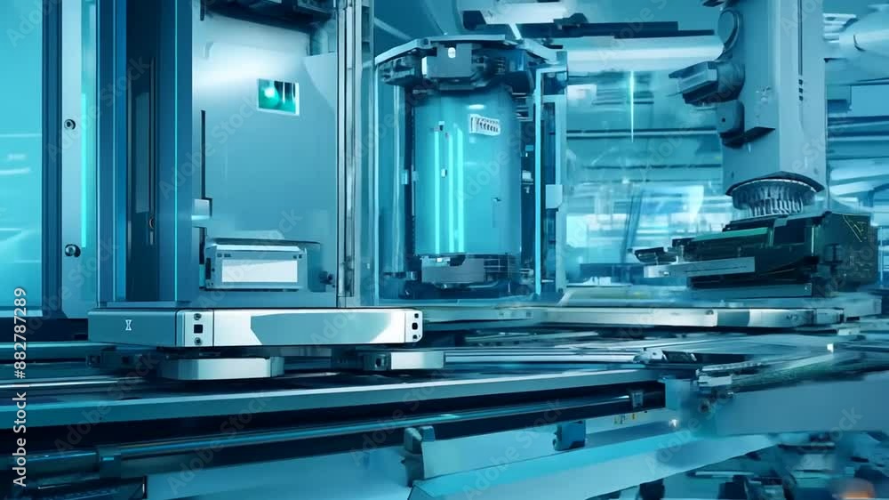 Poster automated production line in a smart factory generative ai
