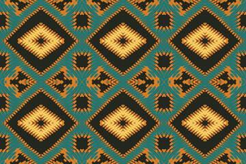 Abstract Ikat Art Seamless Pattern Folk Embroidery Aztec Geometric Art, Geometric Ethnic, African Ikat Paisley Embroidery. Navajo, Seamless Pattern