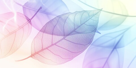 Translucent colored leaves with light effects, nature abstract concept. background