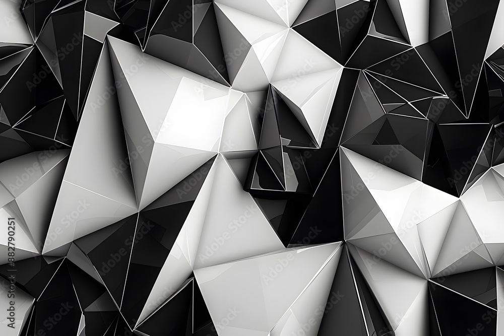 Poster abstract geometric pattern with black and white triangular shapes